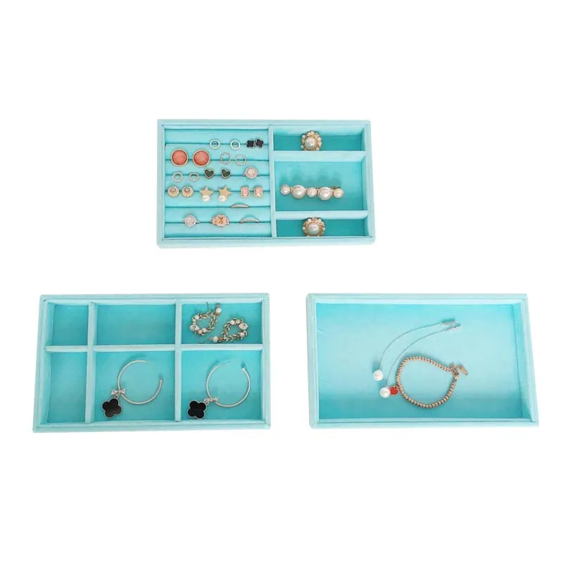 Небесно-Голубой бархатный замшевый органайзер для сережек витрина ювелирных