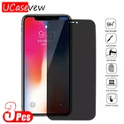 3 шт. лучшие конфиденциальности 9H для экрана из закаленного стекла для iPhone 12 11 Pro Max XR XS 8 7 6S Plus 2020SE Анти-шпион с антибликовым покрытием открытым Защитная пленка для экрана