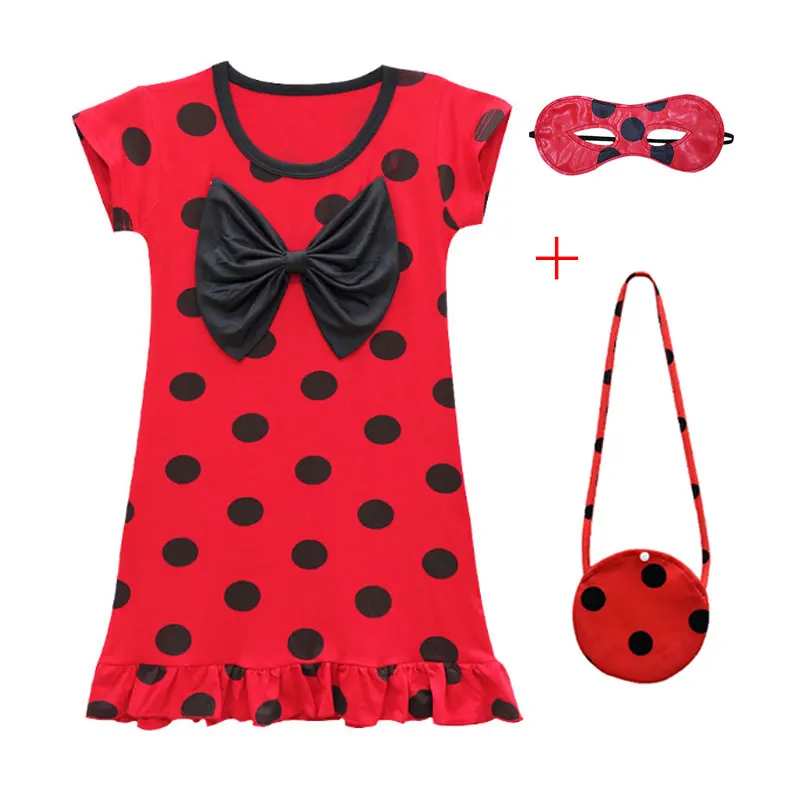 Платье для девочек с изображением божьей коровки детский летний маскарадный
