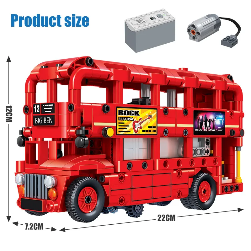 487 шт. технические двойной Слои Лондон красный автомобиль строительные блоки