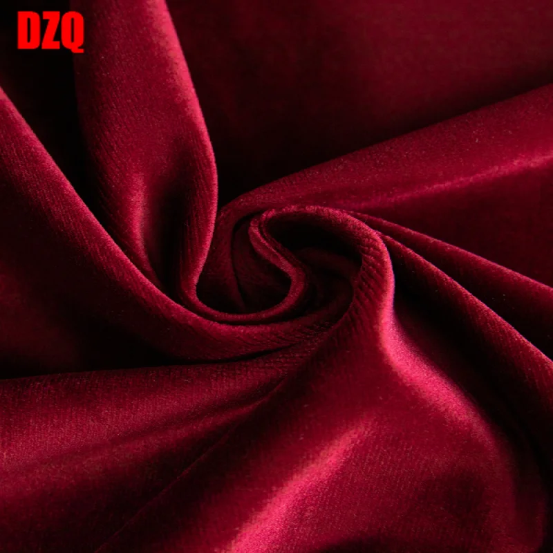 

American French Curtains for Living Dining Room Bedroom Modern Retro Wine Red Thick Velvet Velvet Curtains Finished Custom Stage