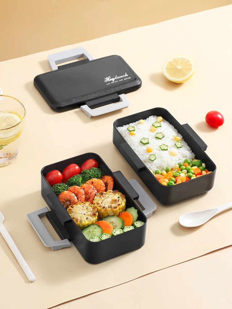 

Microwave Heating Japanese-style Portable Office Workers Men and Women Simple and High-value Double-layer Bento Lunch Box