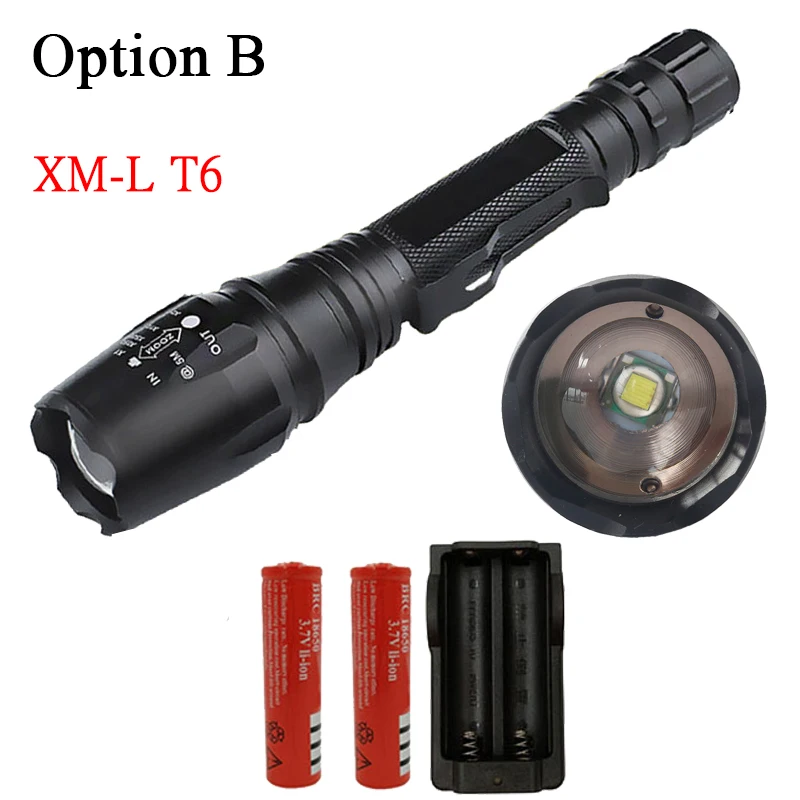 Option B Z20Litwod V5 CREE XM-L T6 светодиодный фонарь, масштабируемый светодиодный фонарь для 2x18650 батарей, алюминиевый светодиодный фонарь для велосипеда, тактический - Испускаемый цвет: Option B