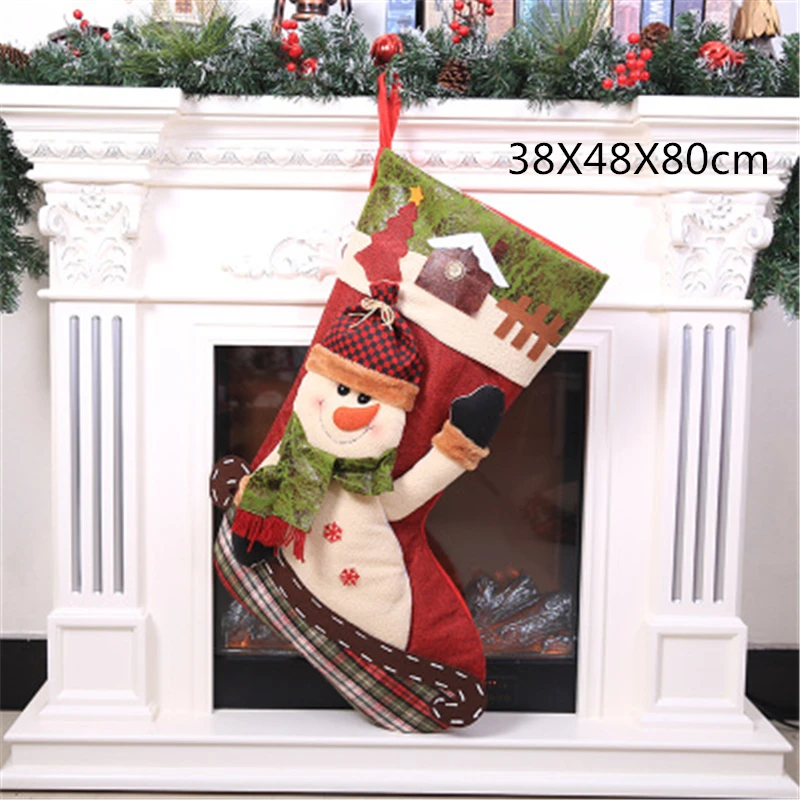 Рождественский чулок супер большой Носок сумки для конфет новогодние подарки