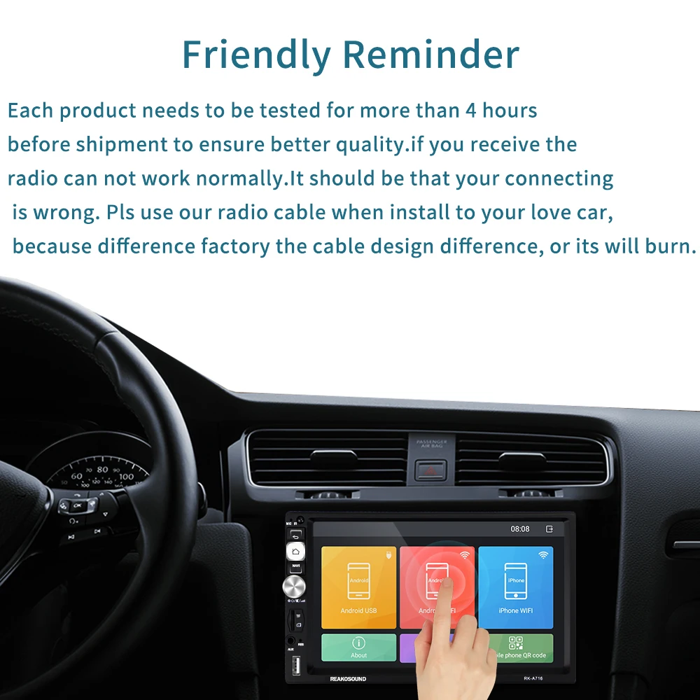 Автомобильный мультимедийный плеер AMPrime 2Din Android ОЗУ 1 Гб + ПЗУ 16 ГБ GPS навигация