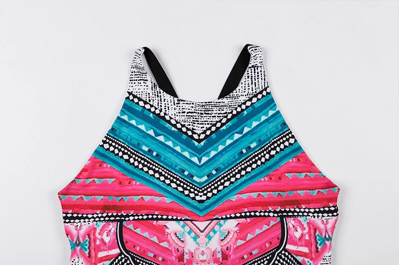 2019 осенний женский спортивный топ без рукавов с разноцветным принтом в полоску