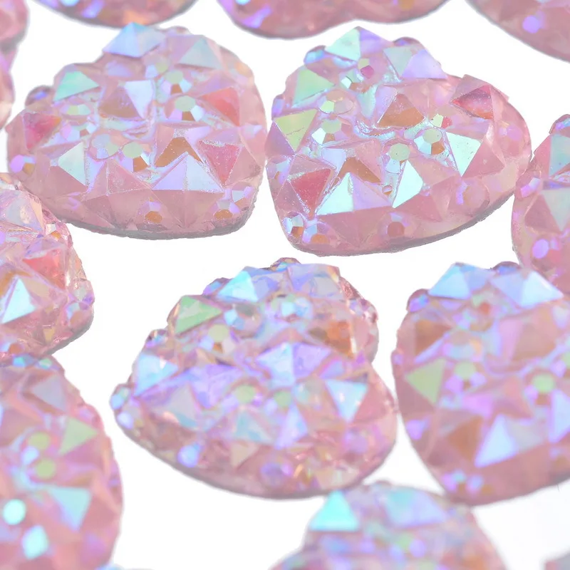 100 шт MistyRose Сердце Смола Кабошоны Ювелирные аксессуары фурнитура для DIY 9,5x9,5x2,5 мм