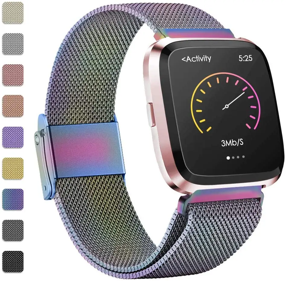 Ремешок металлический браслет из нержавеющей стали для Fitbit Versa ремешок на запястье Миланский Магнитный Браслет fit bit Lite Verse 2 Band аксессуары