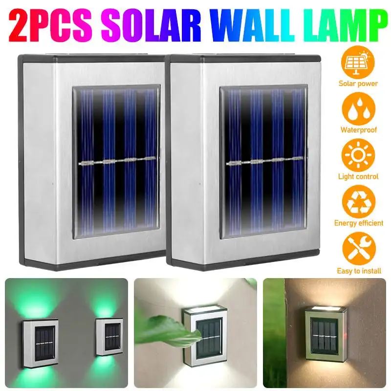 

Уличная Светодиодная лампа на солнечной батарее, мощный водонепроницаемый настенный светильник для сада, украшения дома и страны, 2 шт.