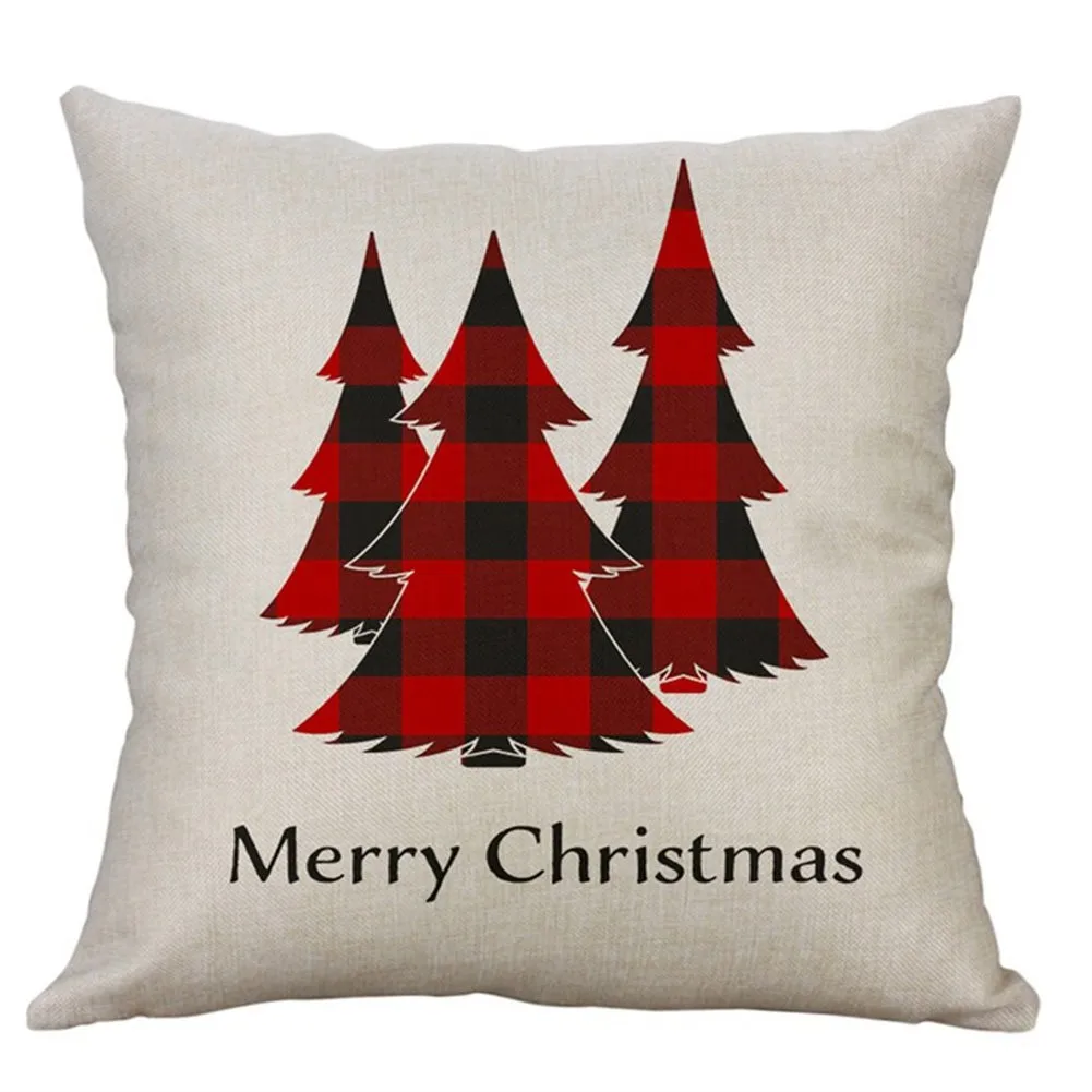 

45*45cm Christmas Linen Cushion Cover Simple Painting Printed Pillow Covers Xmas Decorations Elk Santa Snowman Pillowcase Hot