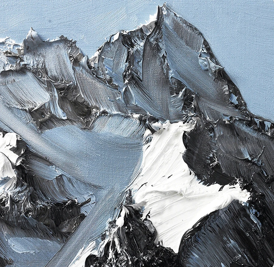 Ручная роспись абстрактная масляная живопись черно белая Снежная гора Настенная