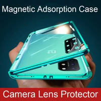 360 full magnetic case for oneplus 8t coque camera lens protector glass cover aluminum metal bumper for oneplus 8 pro phone case
