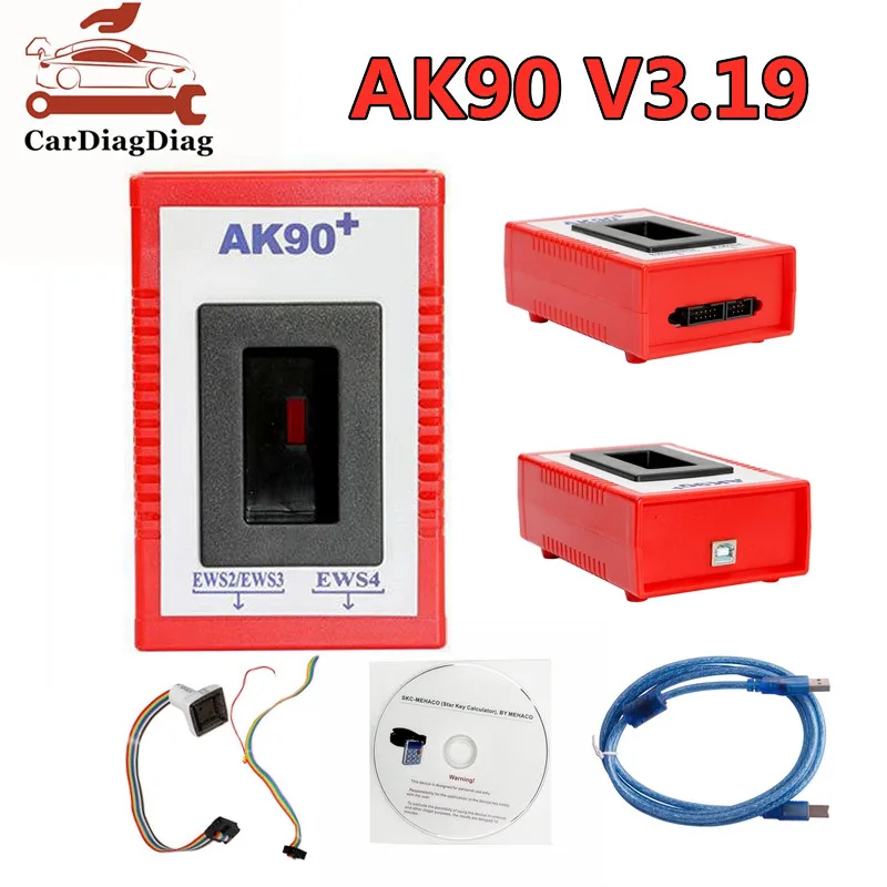 Программатор ключей AK90 ДЛЯ BMW EWS, устройство для чтения кодов ключей AK90, новейшая версия V3.19, инструмент для программирования, инструмент для диагностики автомобиля