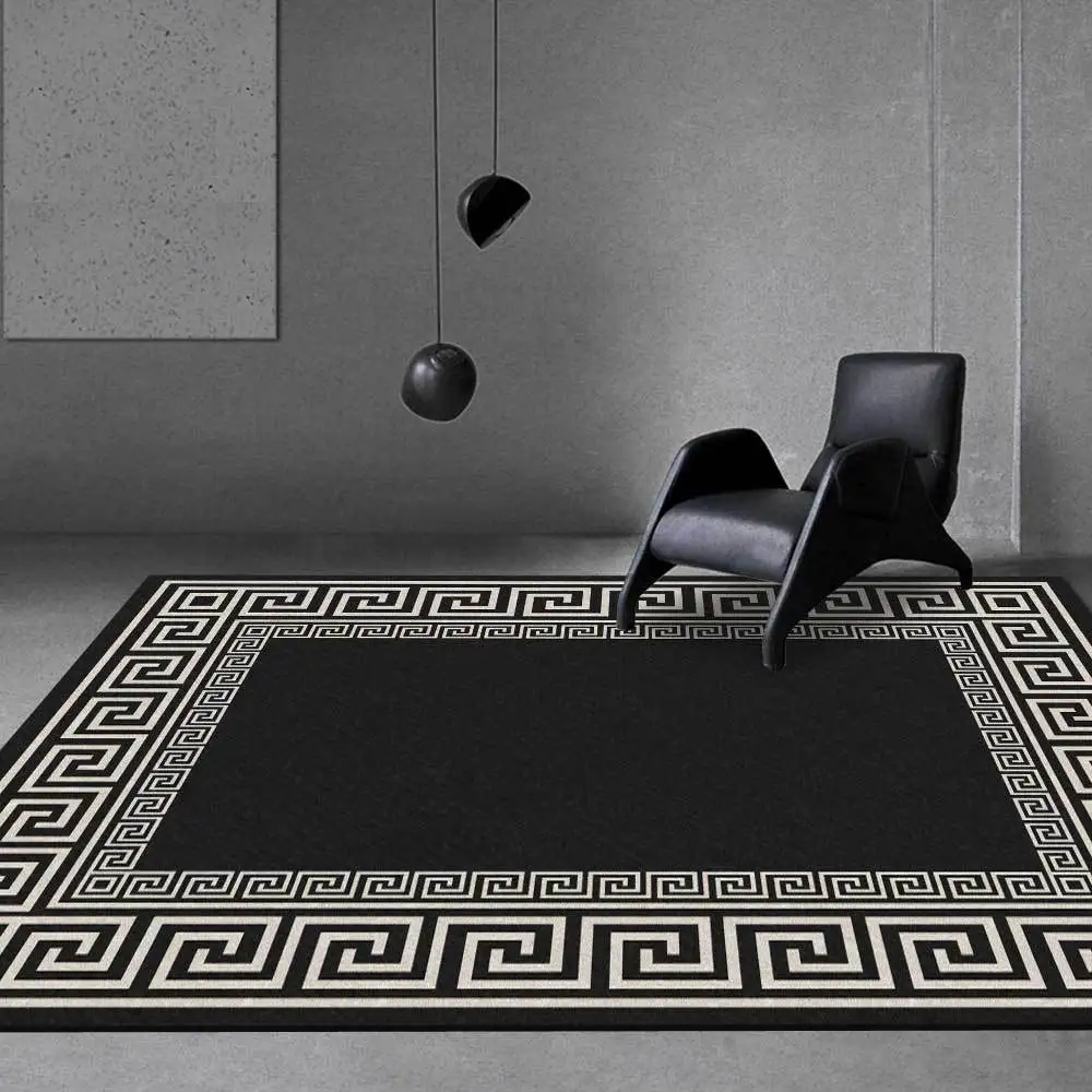 

Carpet For Living Room Modern Black White Geometry Rectangle Home Bedroom Bedside Rug Kitchen Floor Door Mat Absorb Oil Area Rug