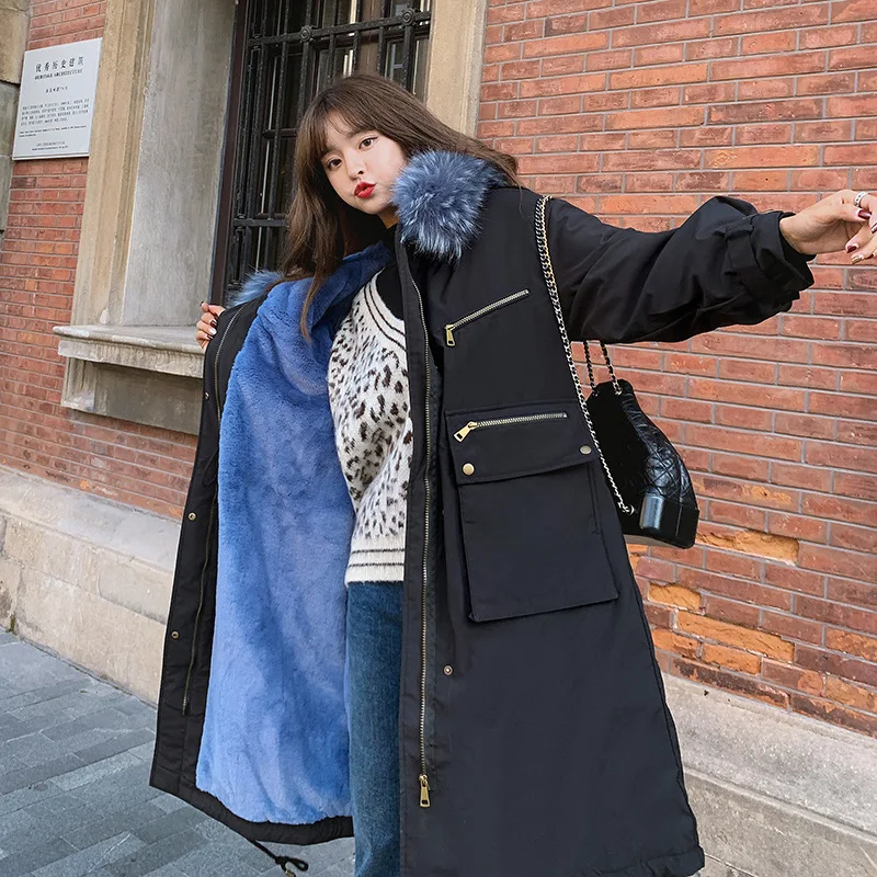 Модная Длинная женская зимняя куртка с хлопковой подкладкой теплая плотная