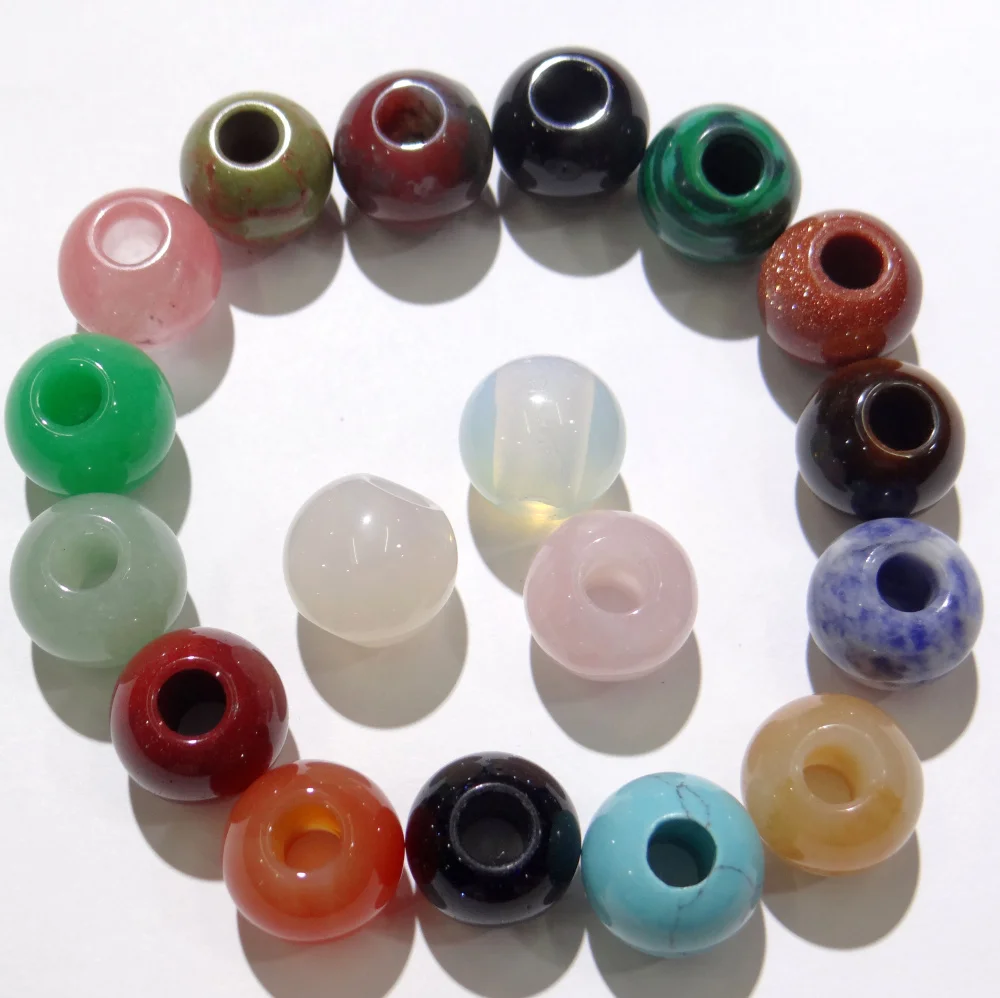 

16*20 мм натуральный камень кварц кристалл круглая форма большое отверстие бусины кулон для diy ювелирных изделий Ожерелье Серьги Браслеты 10 ш...