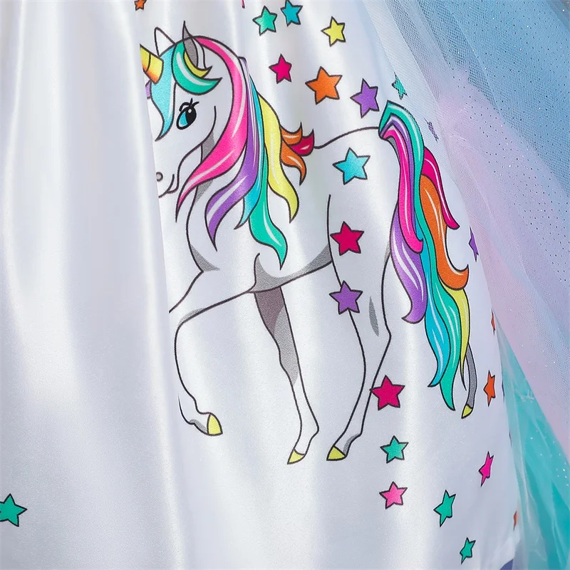 Unicorn Dress for Girls Tutu Rainbow Princess Dresses Kids Party Gorgeous Backless Gown Unicornio Theme Cosplay Costume | Детская одежда