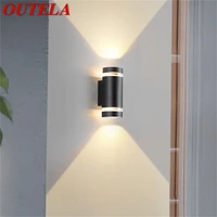 outela outdoor wall light fixtures modern black bamboo tube shade waterproof led lamp for home porch balcony villa