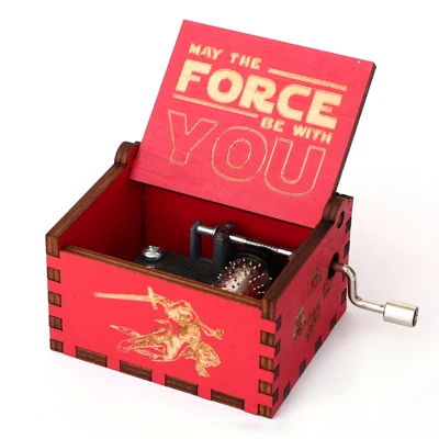 Star wars1-Red Прямая, резная черная музыкальная шкатулка из Звездных войн, ручная игра на трон, Кахас, Mecanicas De Madera, подарок на Рождество, день рождения - Цвет: Star wars1-Red