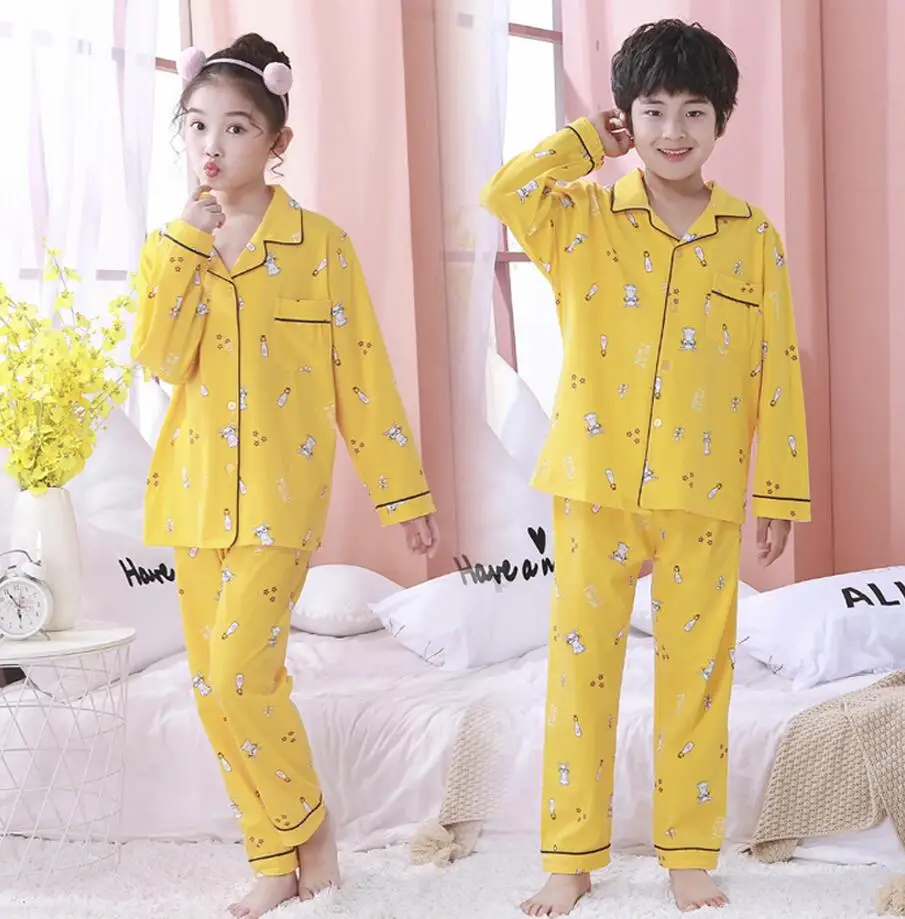 Осенние детские пижамы одежда для сна пижамные комплекты мальчиков и девочек