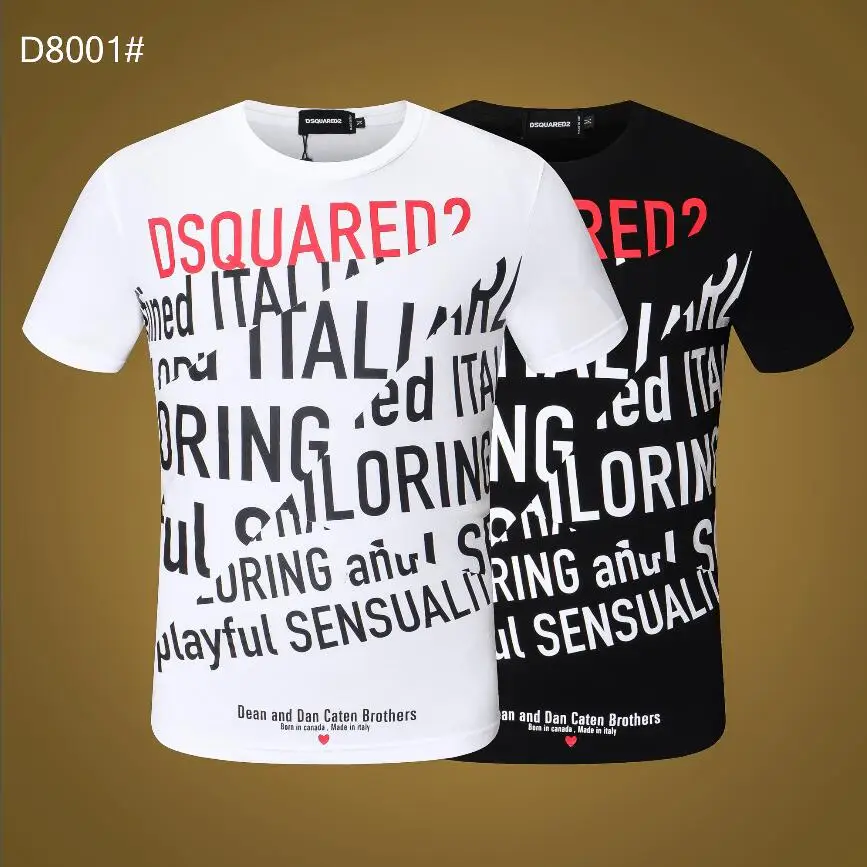 

Summer classic Dsquared2 men's and women's solid color O-neck short-sleeved T-shirt, pure cotton casual T-shirt D8001