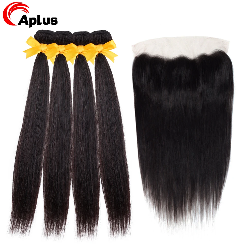 Aplus прямые пучки волос с фронтальной бразильской плетение шнуровкой 5 шт./партия