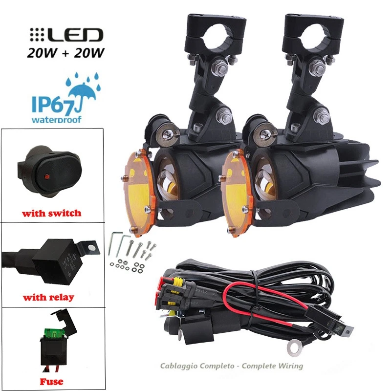 

Universal Motorcycle LED Fog Lihgts 40W 6000K Driving Lamps Spotlights with Relay for R1200GS K1600 F800GS F700GS F650GS