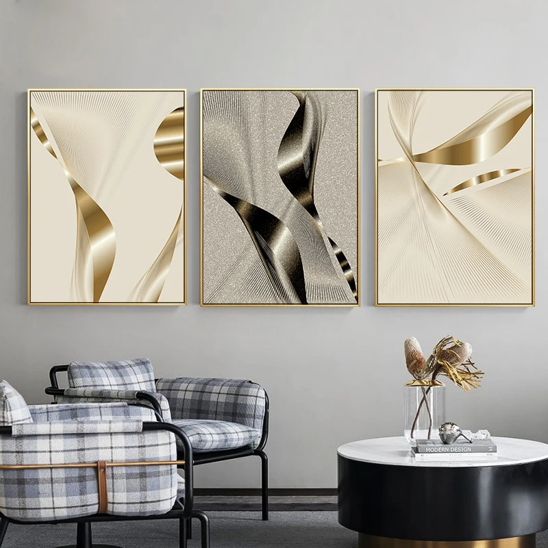 

Creative silver golden Abstract geometric patchwork modern decorative for room office hotel decor Picture Canvas Wall Art Poster