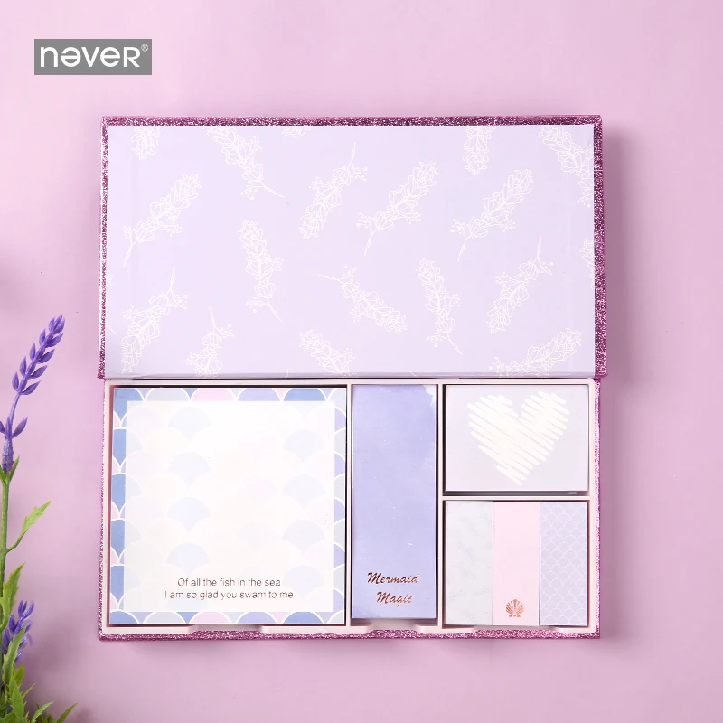 Никогда не Фиолетовый Русалка Липкие заметки Набор Kawaii Блокнот корейский