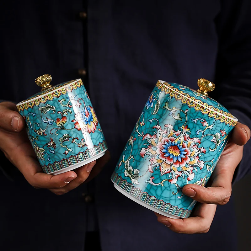 Цветная эмалированная герметичная чайная коробка керамическая китайская банка