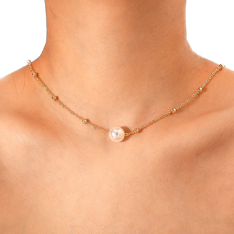 Модные натуральный золотой цвет жемчужное ожерелье чокер ручной работы