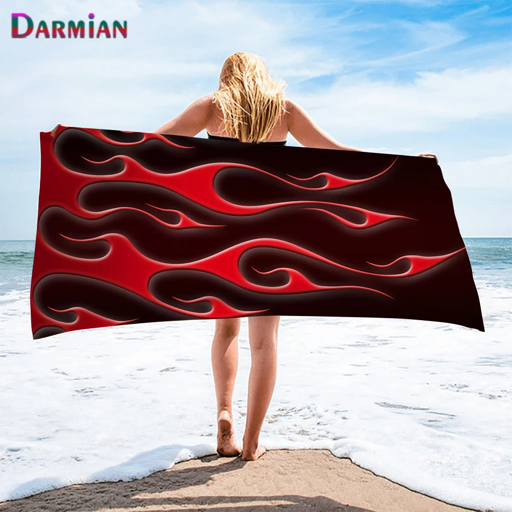 

DARMIAN Cool Flame Pattern Print Soft Comfort Bath Towels Microfiber Face Hair Towel Serviette Plage Fashion Beach Towel Toallas