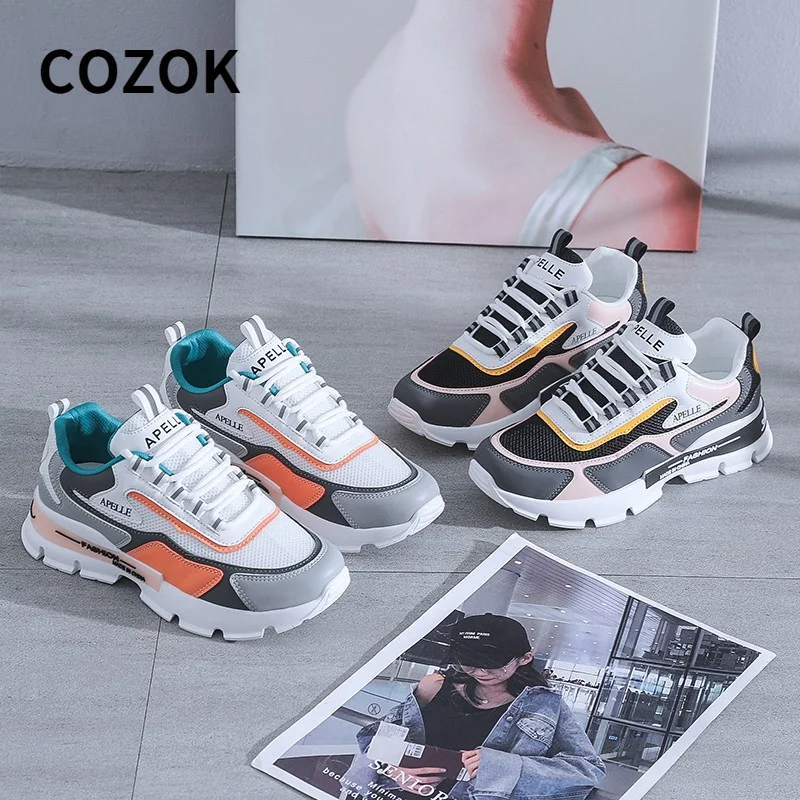 

Women Chunky Sneakers Platform 2021 Fashion Spring Breathable Comfort Running Casual Sport Shoes White Size 35-40