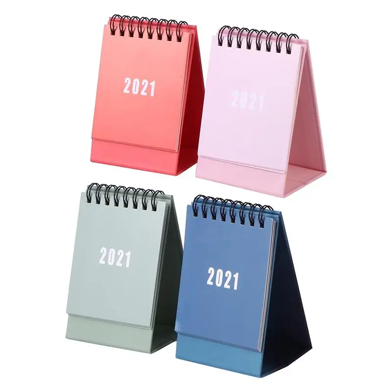 

4pcs Solid Color Mini Desktop 2021 Calendar Daily Schedule Planner Desk Calendar