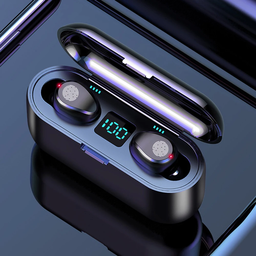 Новые F9 беспроводные наушники Bluetooth 5 0 HD звонки HIFI мини светодиодный дисплей 2000