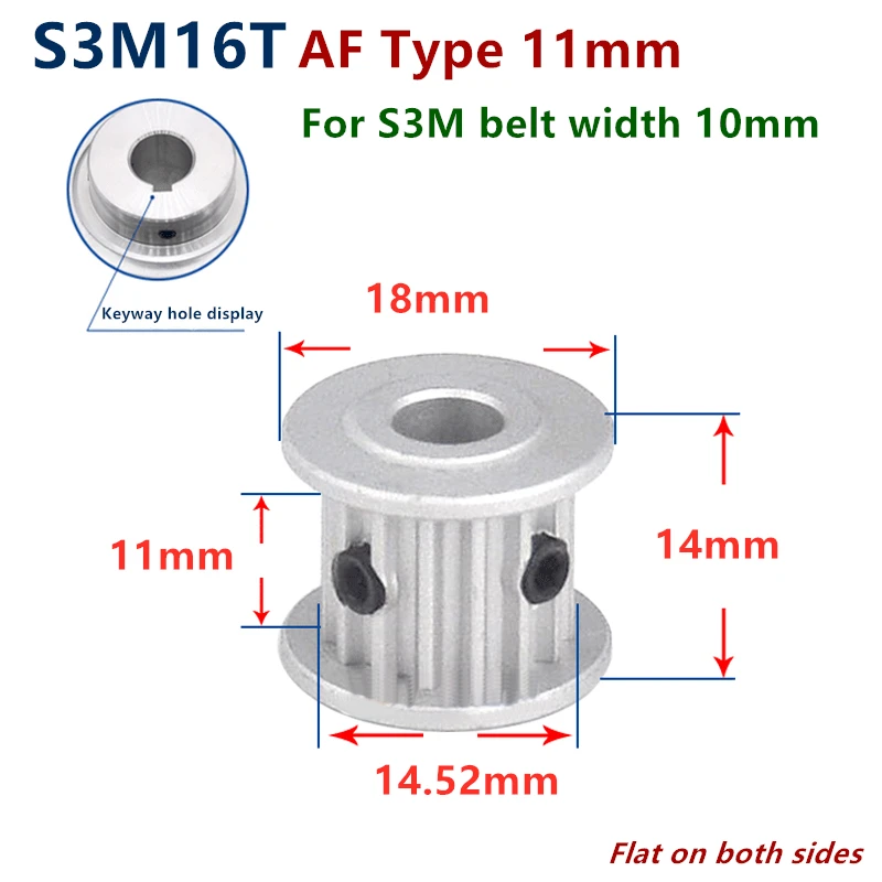 

16 17 18 Teeth S3M AF type Timing Pulley for Width 10mm S3M synchronous belt S3M Belt pulley Wheel Gear 16Teeth