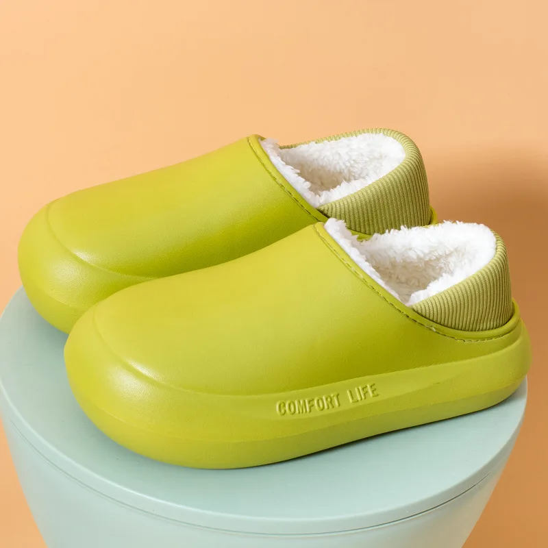 

Waterproof Cotton Slippers Women's Winter New Thick-soled Plush Warm Couple Soft-soled All-inclusive Heel Cotton Shoes