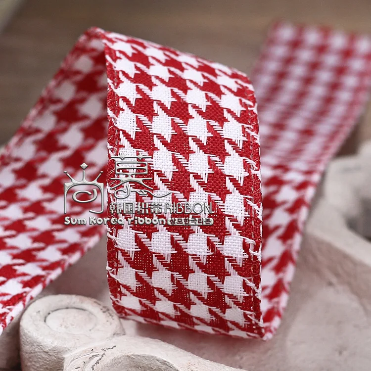 

100yards 25mm 40mm houndstooth plaid ribbon for garment apparel accessories hair bow diy craft supplies bouquet gift packing
