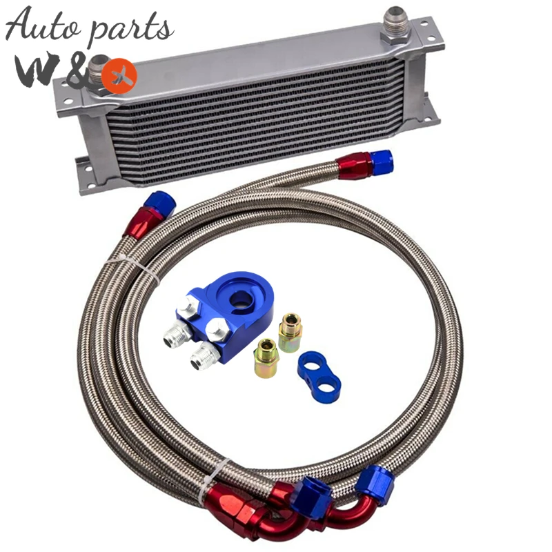 

AN10 Universal 13 Rows Sandwich Adaptor Engine Racing Oil Cooler Kit Oil Radiator OC-UOL13-2SL