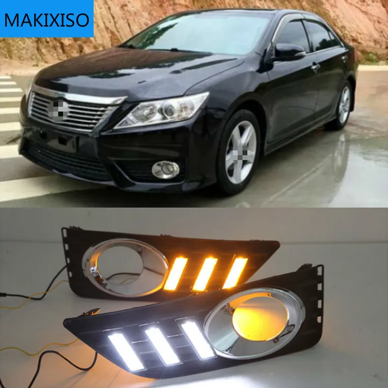 

Светодиодсветодиодный дневные ходовые огни, дневные Противотуманные фары с желтым поворотным сигналом для Toyota Camry 2012, 1 комплект