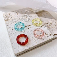 2021 new transparent acrylic twist round rings colorful geometric clear rings for women girls summer travel jewelry gifts