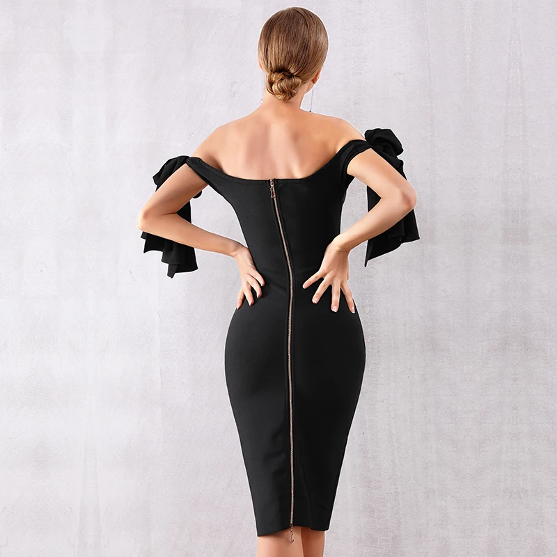 Seamyla сексуальное платье с открытыми плечами Бандажное для женщин 2021 черные