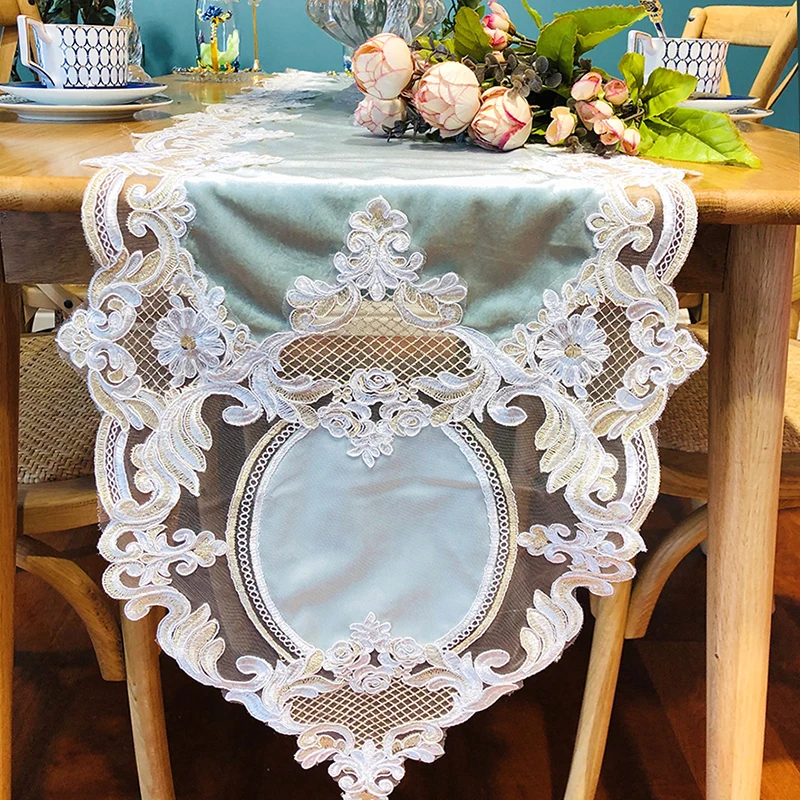 Европа вышитая настольная дорожка крышка стола с флагом кружева элитное