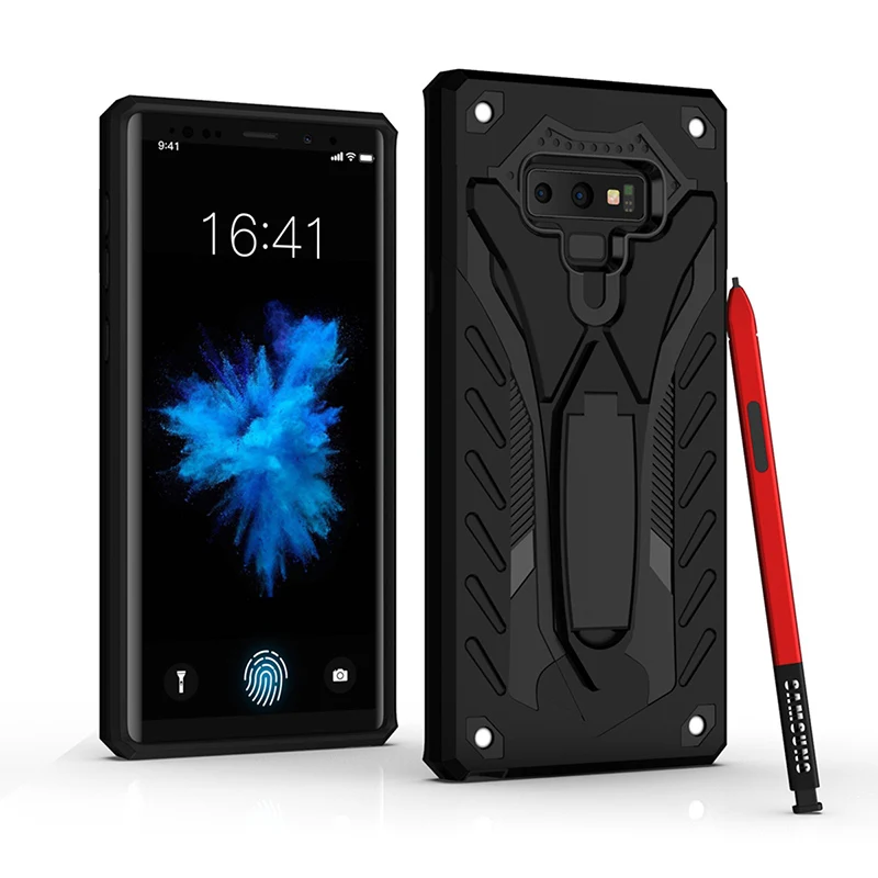 Чехол для samsung Galaxy Note 10, 9, 8, S9, S8 Plus, PC, TPU, защитный чехол с подставкой, Жесткая прочная ударопрочная задняя крышка для samsung A50S, A20S, A10S, Coque - Цвет: Black