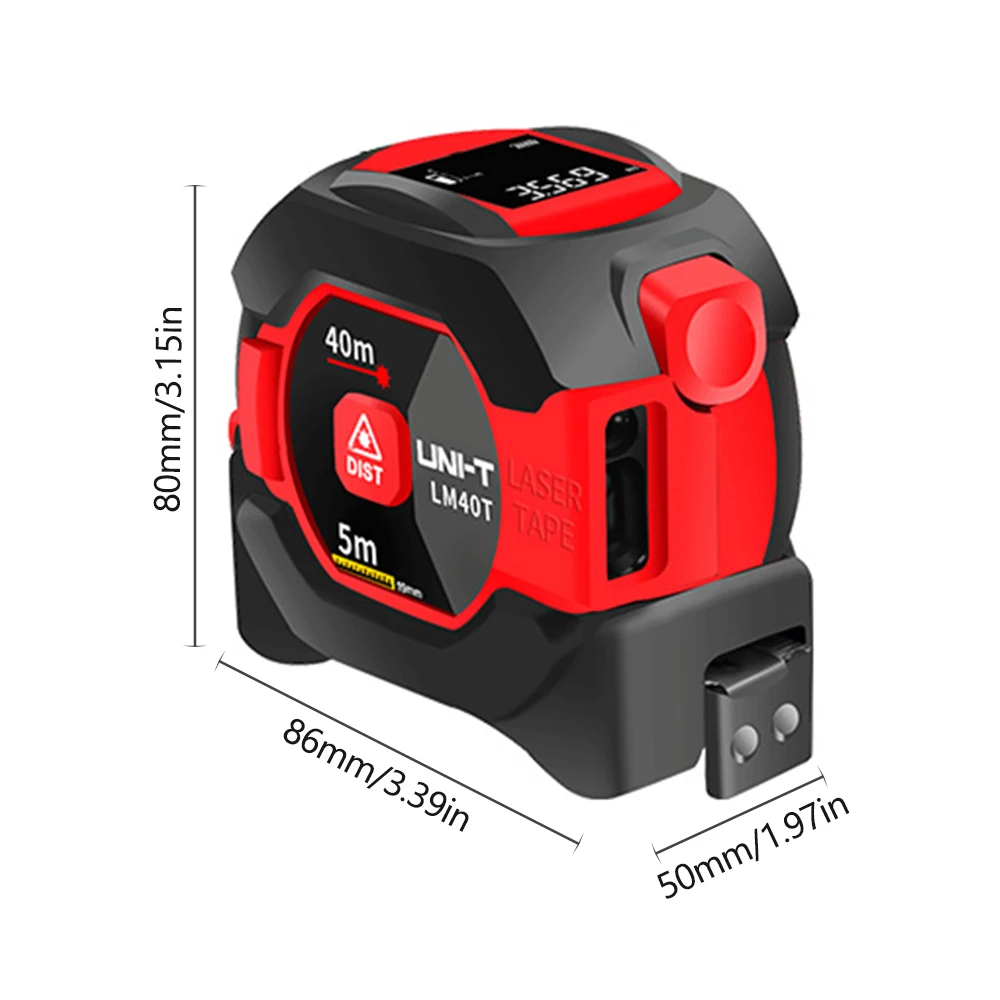 

Distance Meter & Tape 2-in-1 Digital Laser Distance Rangefinder Gauge Infrared Range Finder Tapeline LCD 40m Laser Ruler