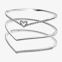 authentic s925 sterling silver sparkle set cz love bracelet womens diy jewelry original charm