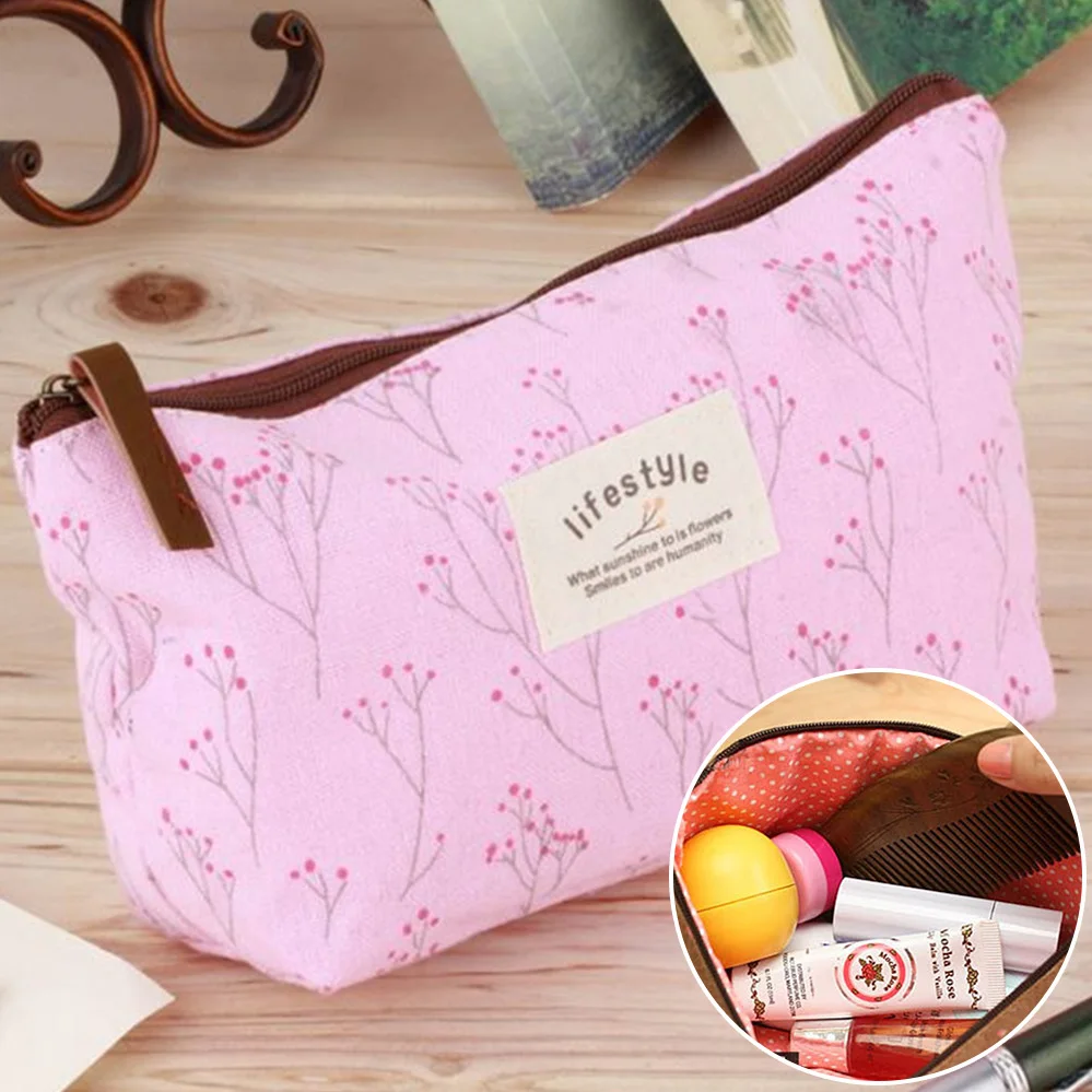 Портативная косметичка для путешествий с цветами пенал чехол макияжа женская