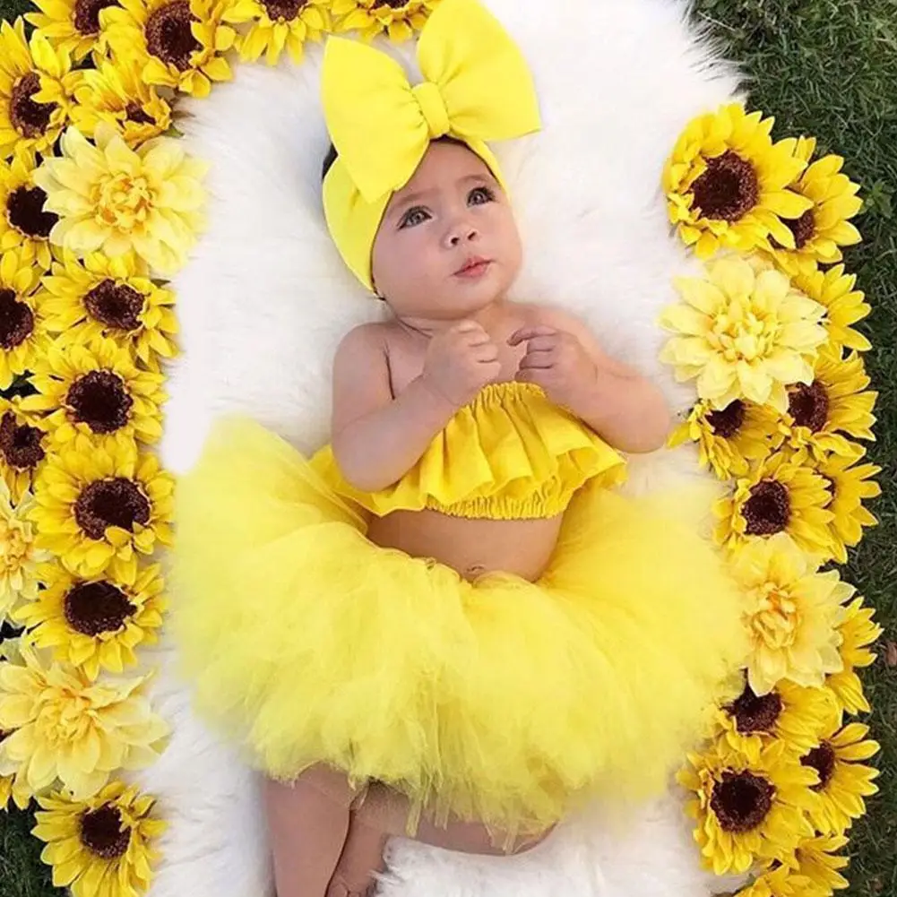 

Summer Baby Girl Tulle Tutu Headband + Tube Top + Short Props Photography Birthday Baby Toddler P Gift 3-piece Skirt Newbor U9Q6