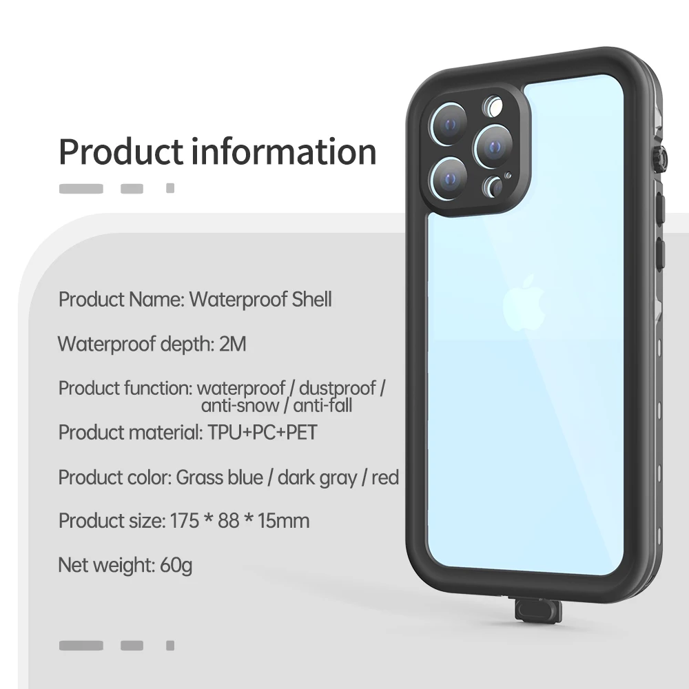 Redpepper IP68 Waterproof Case For iPhone 13 12 11 14 Pro Max X Max XR 12 13 Mini Underwater 3m Water Proof Shockproof Hard Case