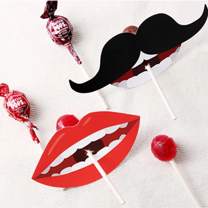 50pcs Paper Card Seat Candy Lollipop Decoration Gift Lips Mustache Party Kids Decorations Toy wedding birthday Christmas Xmas|christmas